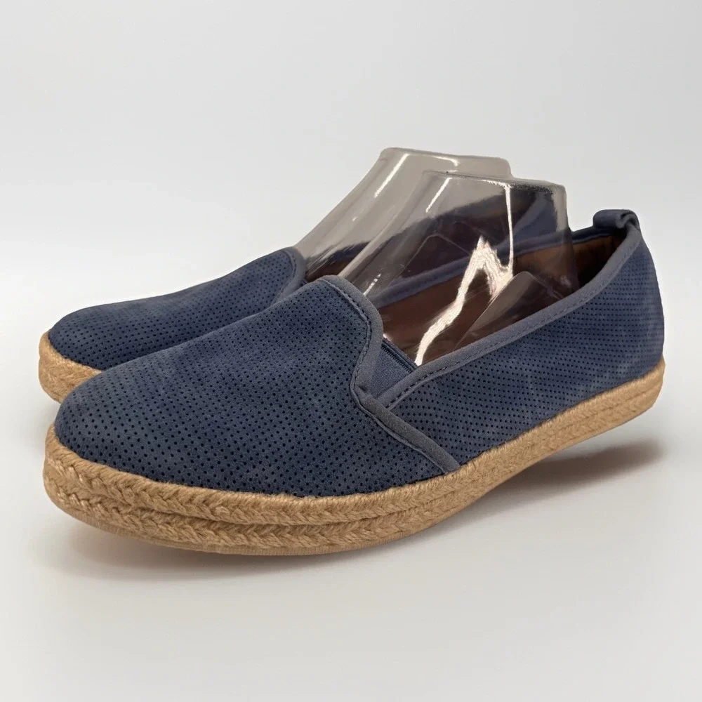 Clarks Azella Major Women's 11M Blue Suede‎ Perforated Espadrille Slip-On Flats